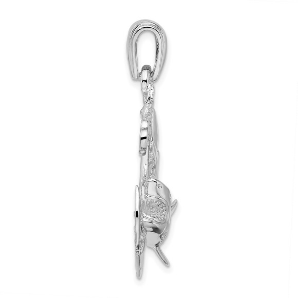 925 Sterling Silver Nautical Anchor Great White Shark Necklace Charm Pendant - Picture 2 of 4